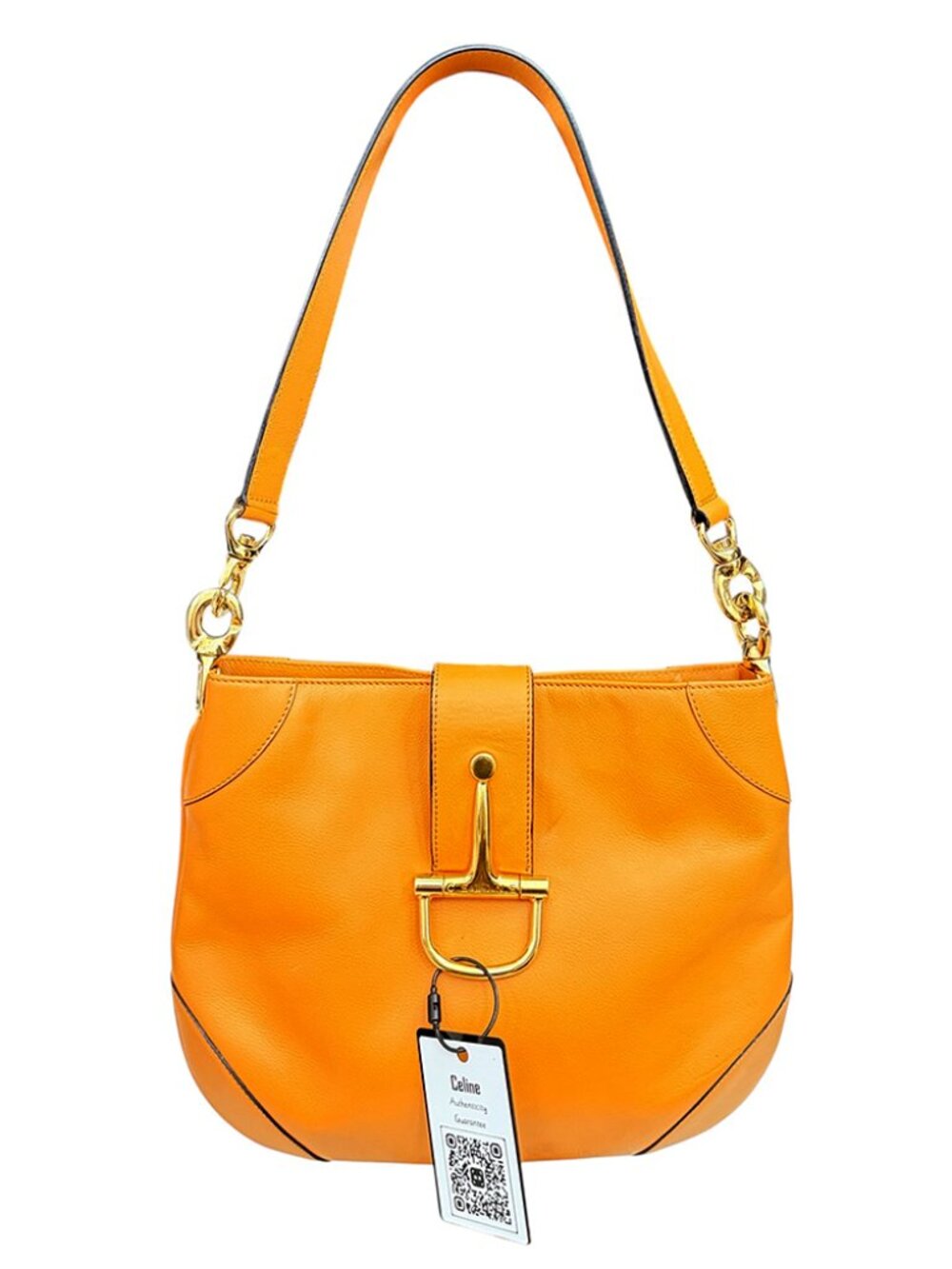 Celine Orange Leather Shoulder Bag